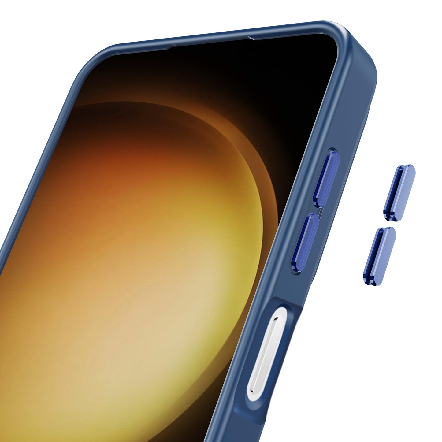 For Samsung Galaxy A36 Ultimate Heavy-Duty Shockproof Matte Acrylic Polished, Metal Buttons, Hybrid Bumper Thick Frame Case Cover Blue