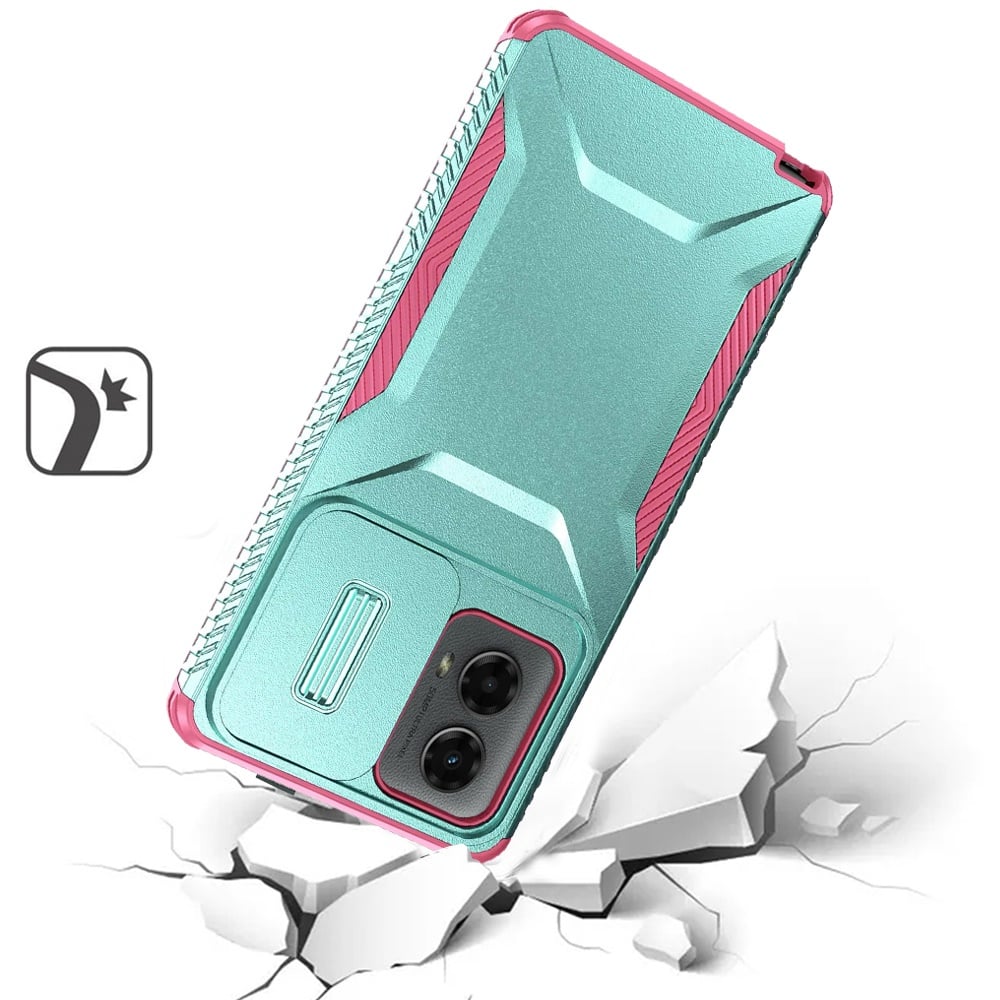 For Motorola Edge 2024 Slim Fit Shockproof Hybrid with Slide Camera Window Covering, Rugged Tpu Silicone Hard PC Bumper Case Cover
