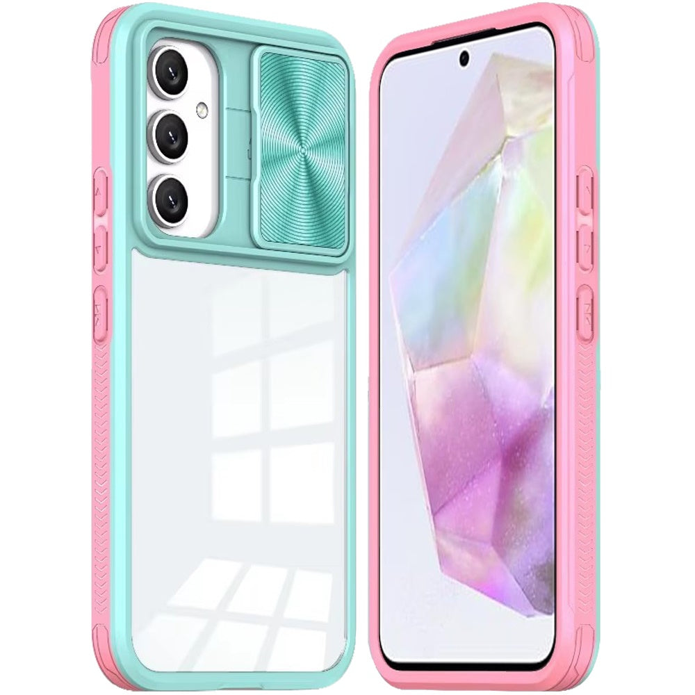 For Samsung Galaxy A36 Hybrid Cases with Sliding Camera Cover Transparent Shockproof Bumper TPU Protective Case Cover