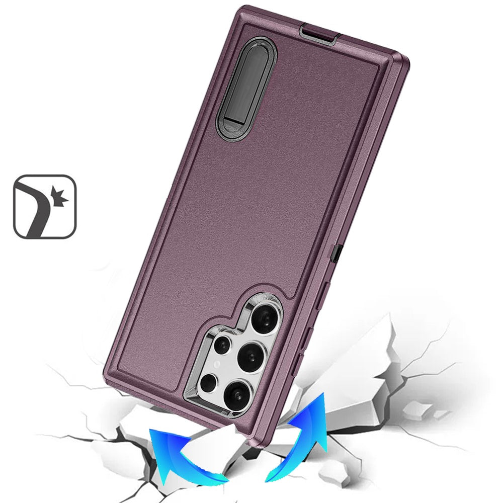 For Samsung Galaxy S25 Ultra Hybrid 3 Layers Hard 3in1 Shockproof with Kickstand Heavy Duty Hard TPU Rubber Anti-Drop Case Cover Teal+Hot Pink