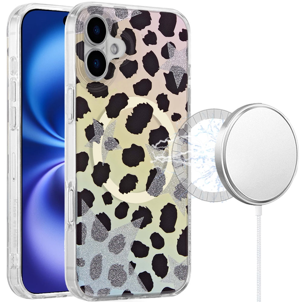 For Apple iPhone 17 Stylish Pattern Fashion IMD Printed Design TPU Double Layer Slim Shockproof with Magnetic Back Case Cover Colorful Leopard