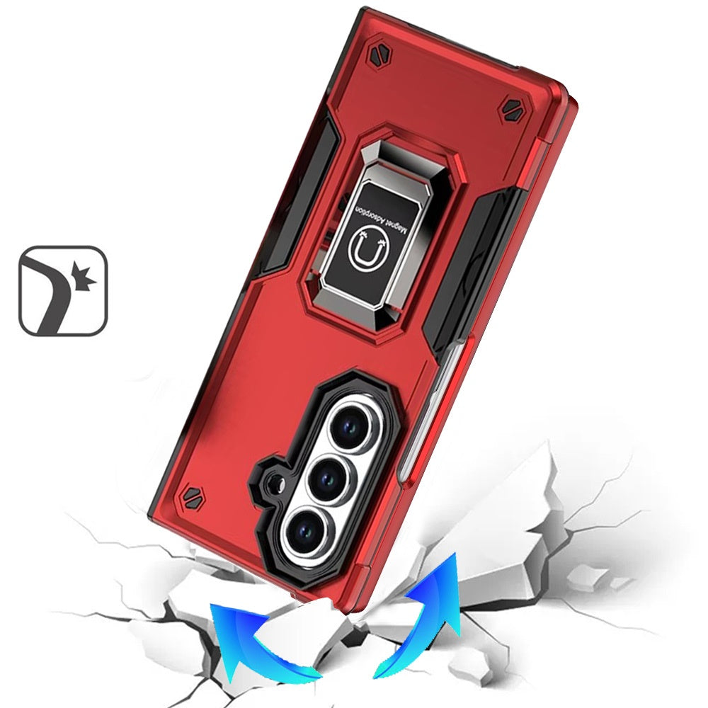 For Samsung Galaxy Z Fold 7 Hybrid Stand Magnetic Ring Holder Kickstand Heavy Duty Rugged Drop Silicone & Hard PC Shockproof Case Cover