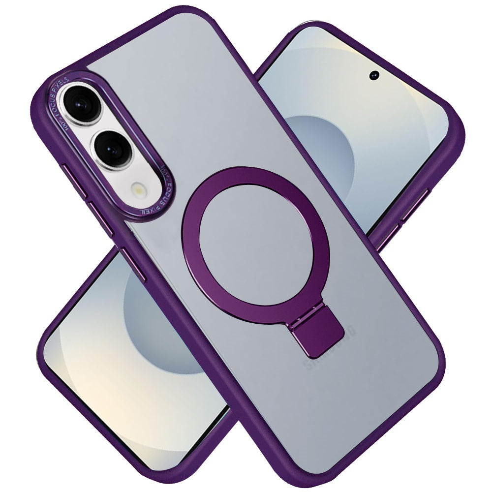 For Samsung Galaxy S25 EDGE Magnetic Metal Matte with Built-in MagSafe Stand, Hybrid Shockproof Armor, TPU Frame Case Cover