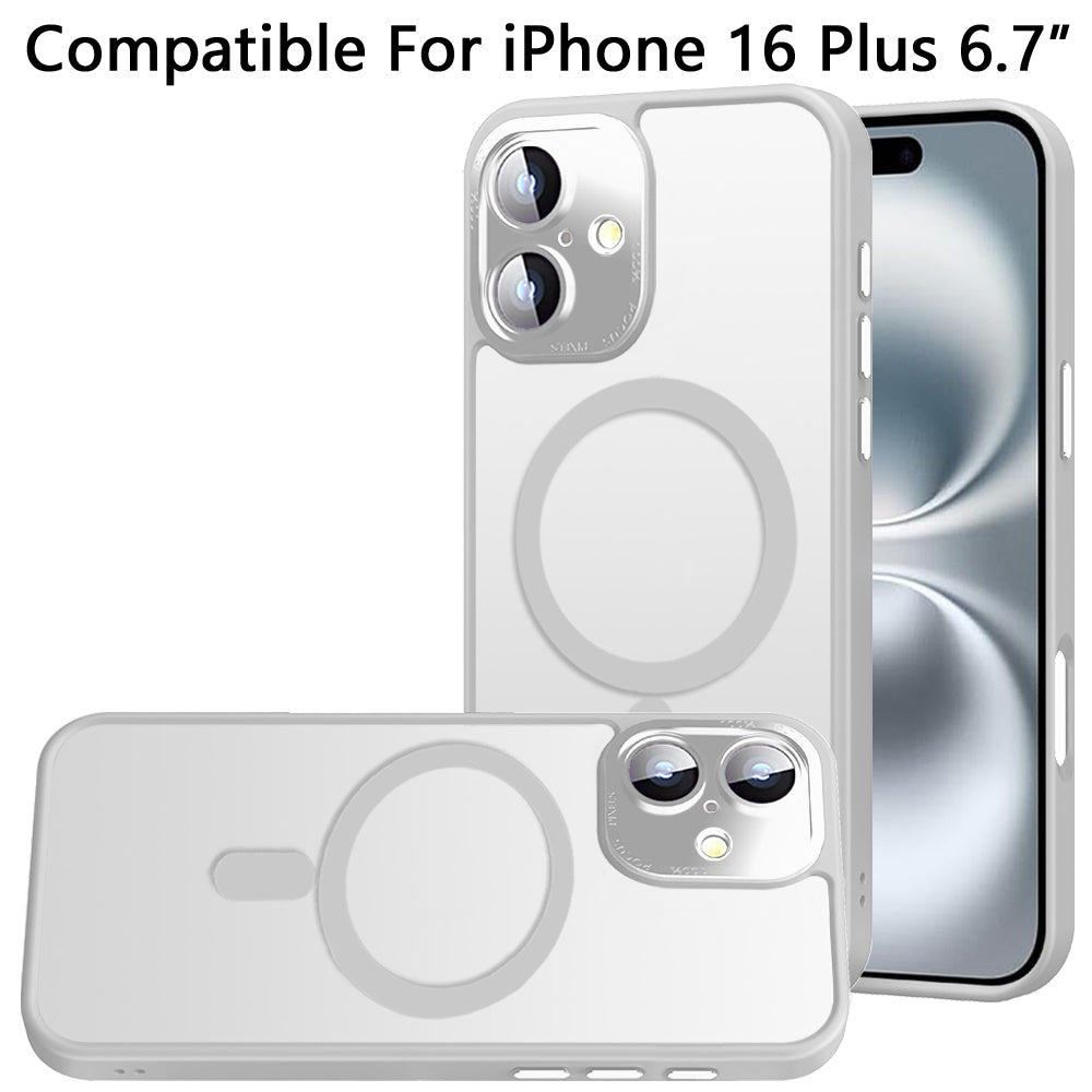 For Apple iPhone 16 Plus (6.7") Complete Protection HQ Hybrid with Metal Tempered Camera Glass, MagSafe Compatible Case Cover