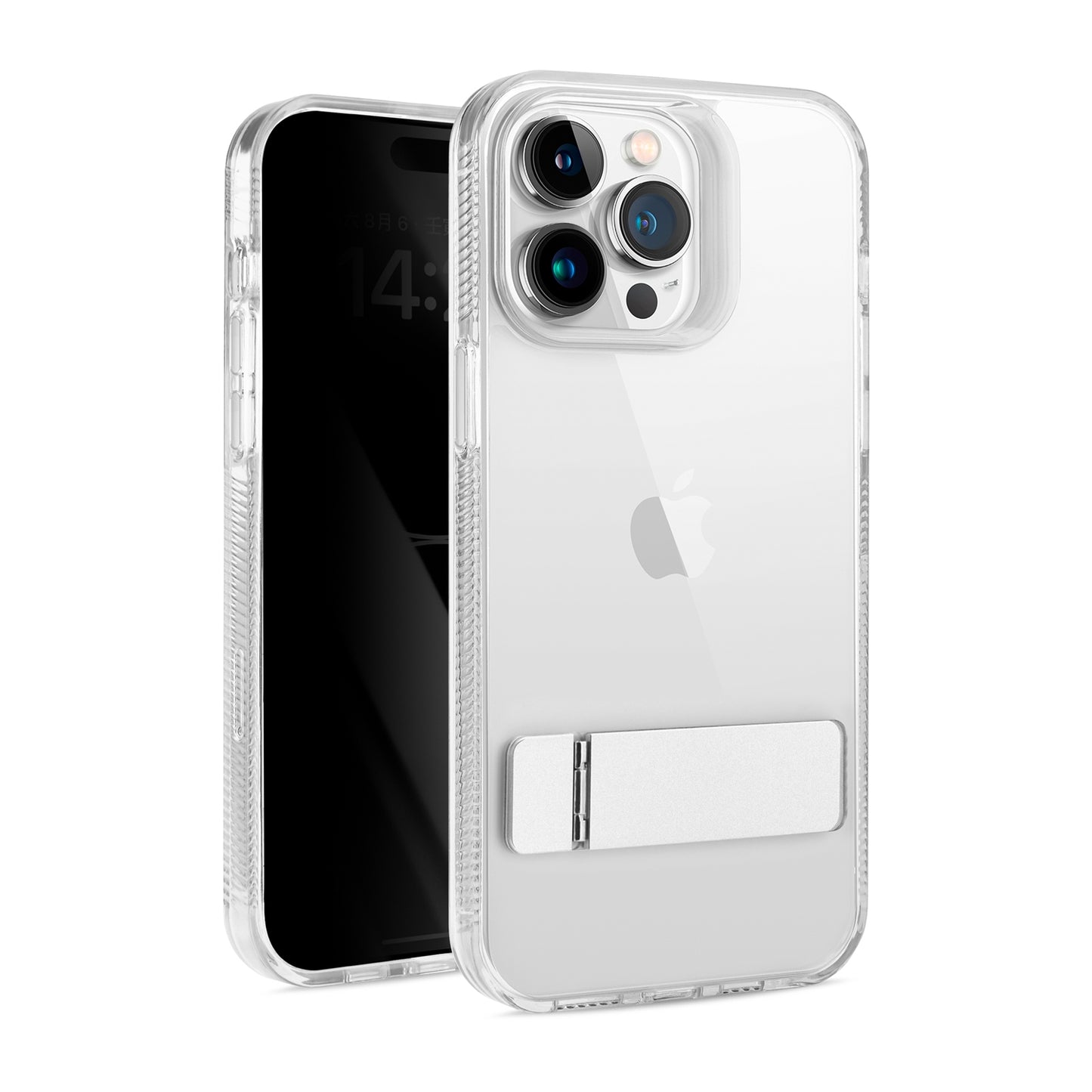 For Samsung Galaxy S25 /S24 Transparent with Sturdy Metal Kickstand Hybrid Dual Layer Tough Shock-Absorbent Slim Fit Hard PC + TPU Case Cover Clear