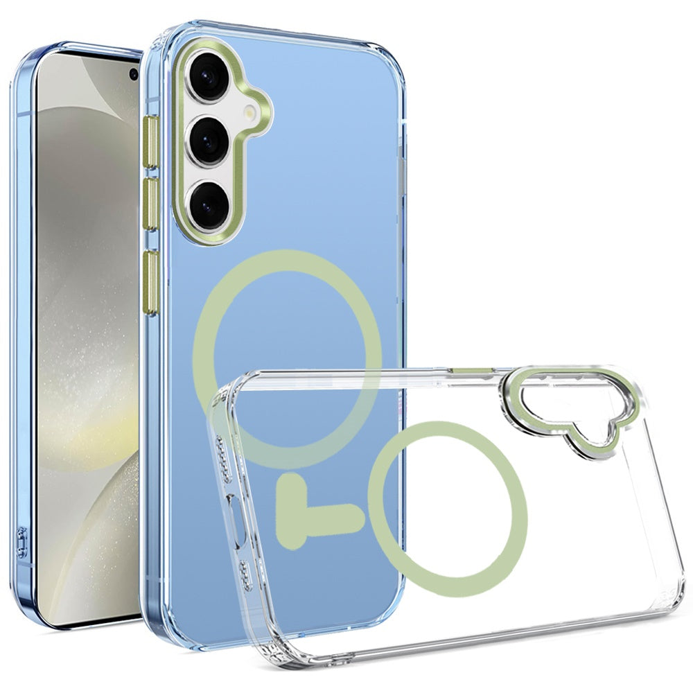 For Samsung Galaxy S25 /S24 Clear Transparent Case Matching Circle Design, Hybrid TPU Hard Shell, Support Magsafe Charger Case Cover