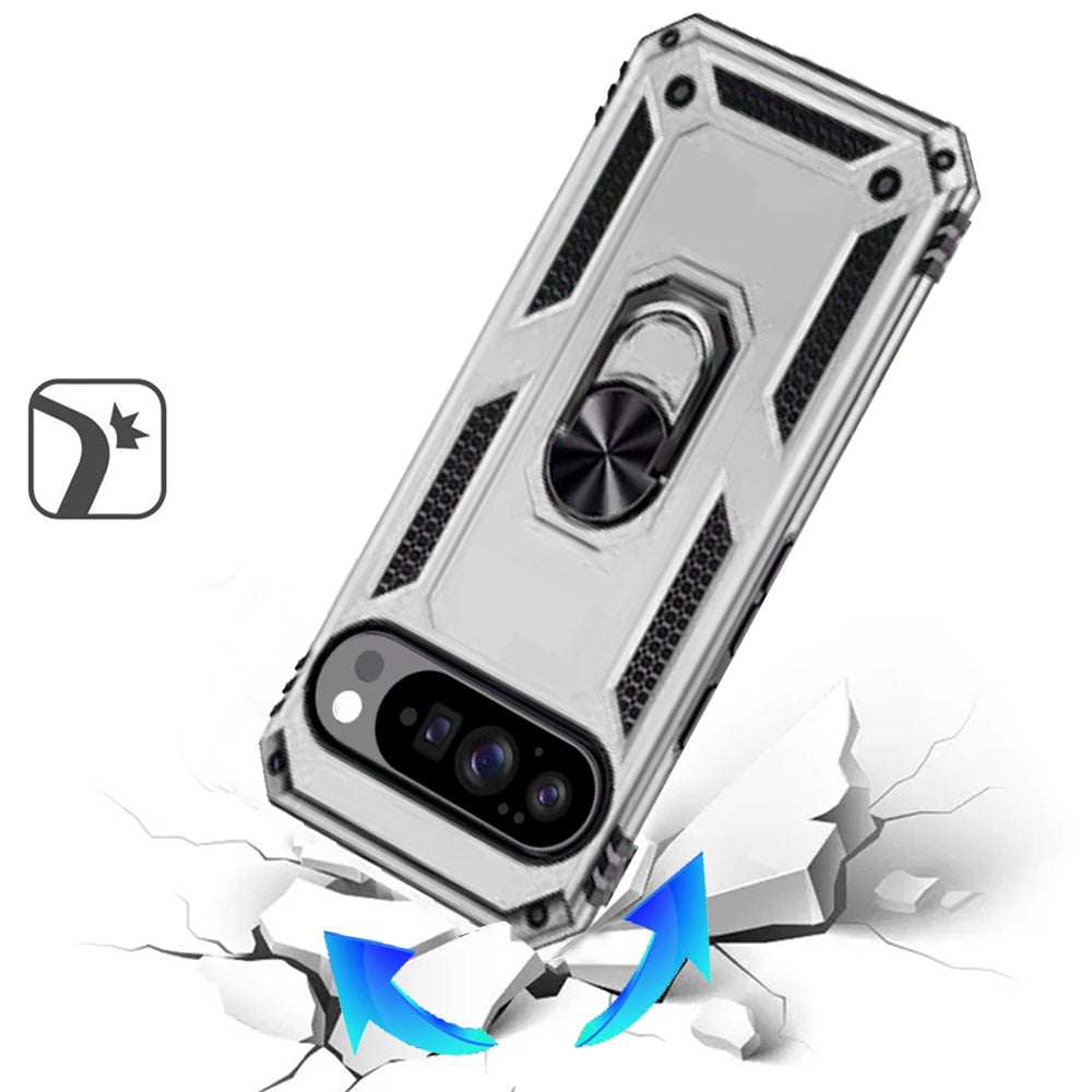 For Google Pixel 10 Pro XL Hybrid Shockproof Durable 360 Degree Rotatable Ring Stand Holder Kickstand Fit Magnetic Car Mount Case Cover