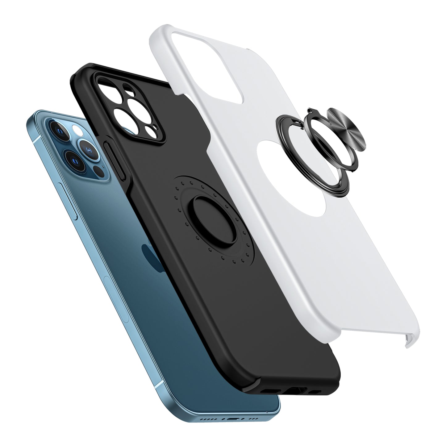 For Apple iPhone SE 3 (2022) SE/8/7 Hybrid 360 Degree Rotatable Metal Invisible Ring Stand Holder Slim Fit Magnetic Car Mount Shockproof Case Cover