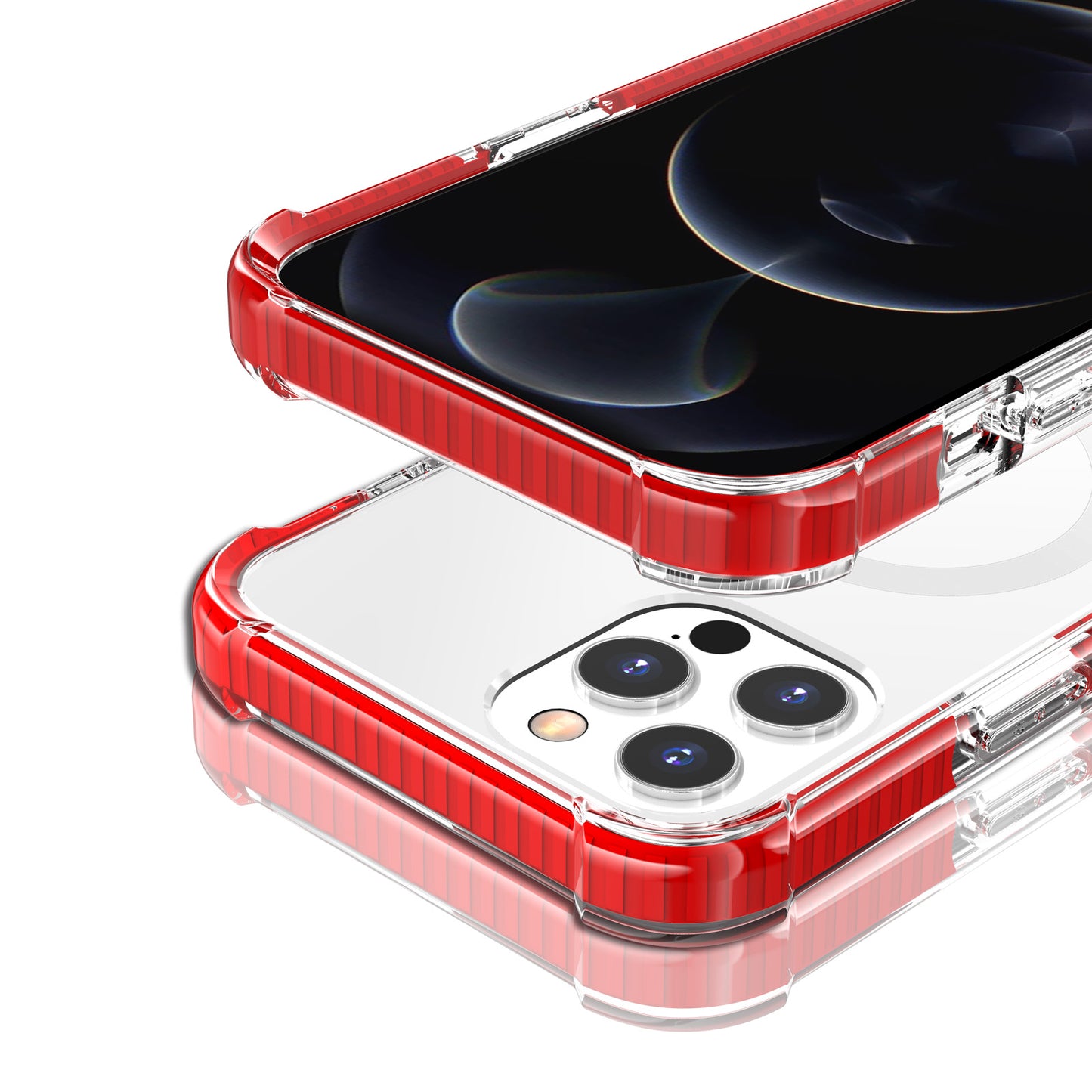 For Apple iPhone 16 Pro Magnetic Acrylic Case Transparent Back, Rugged Colorful Frame, Shockproof Hybrid, MagSafe Compatible Case Cover Red