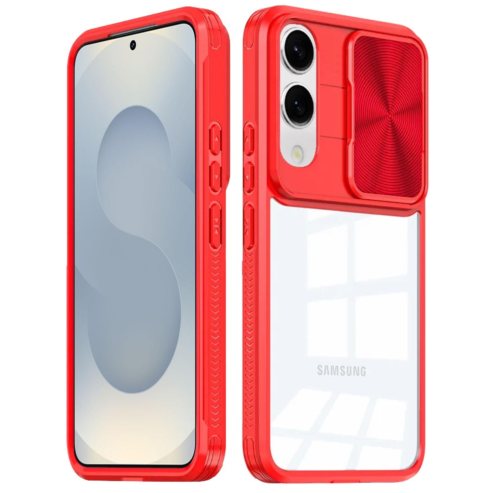 For Samsung Galaxy S25 EDGE Hybrid Cases with Sliding Camera Cover Transparent Shockproof Bumper TPU Protective Case Cover