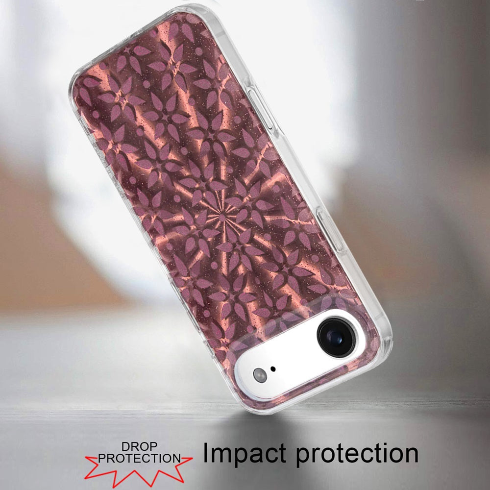 For Apple iPhone 17 Pro Max Stylish Pattern Fashion IMD Printed Design TPU Double Layer Slim Shockproof with Magnetic Back Case Cover Flowers Mandala Brown