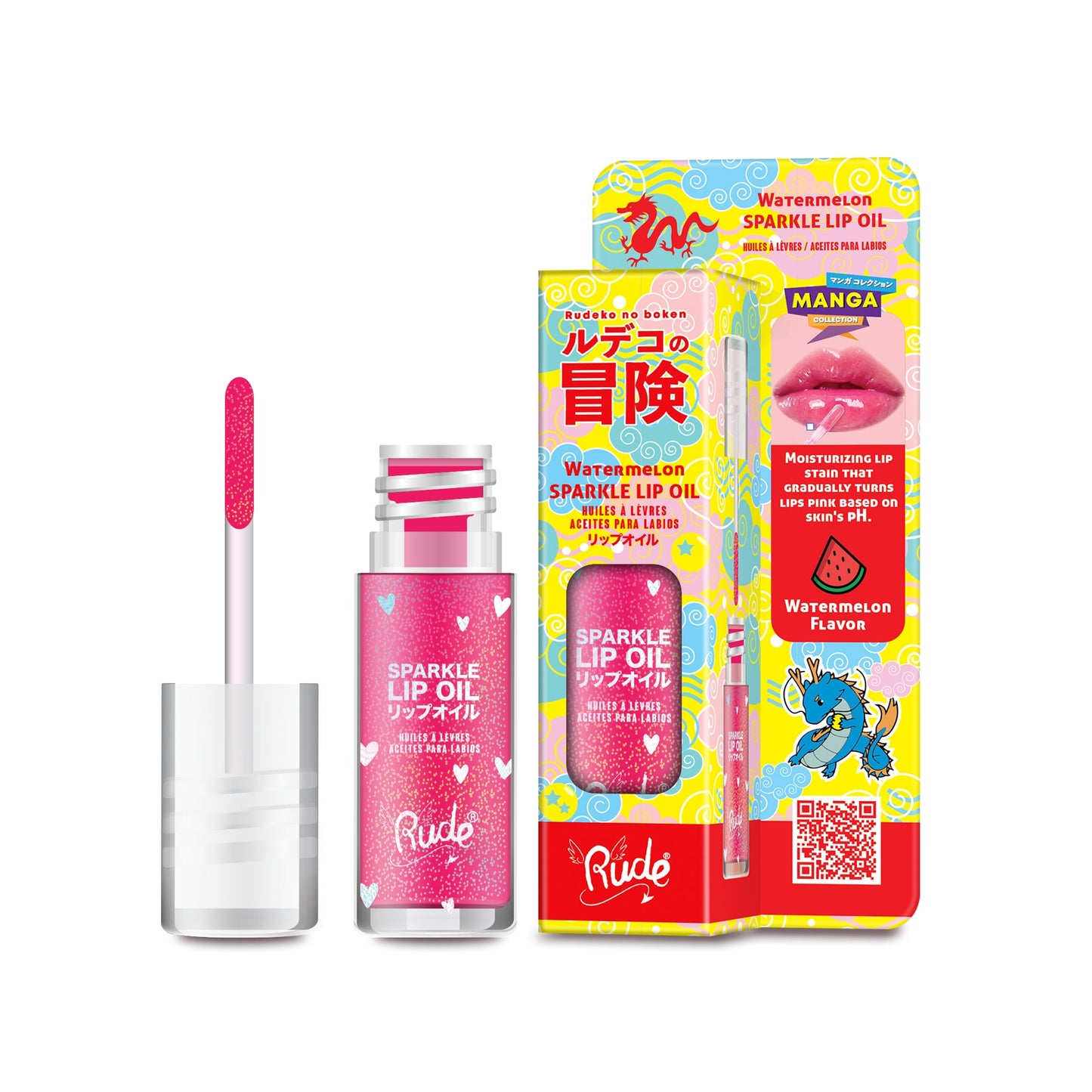 RUDE Manga Sparkle Lip Oil Watermelon