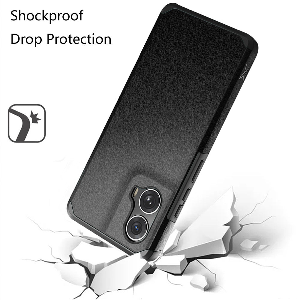 For Motorola Moto G Stylus 5G 2025 Premium Slim Tough 2in1 Hybrid Case Dual-Layer PC TPU Rubber Armor with Shockproof Protection Case Cover Black