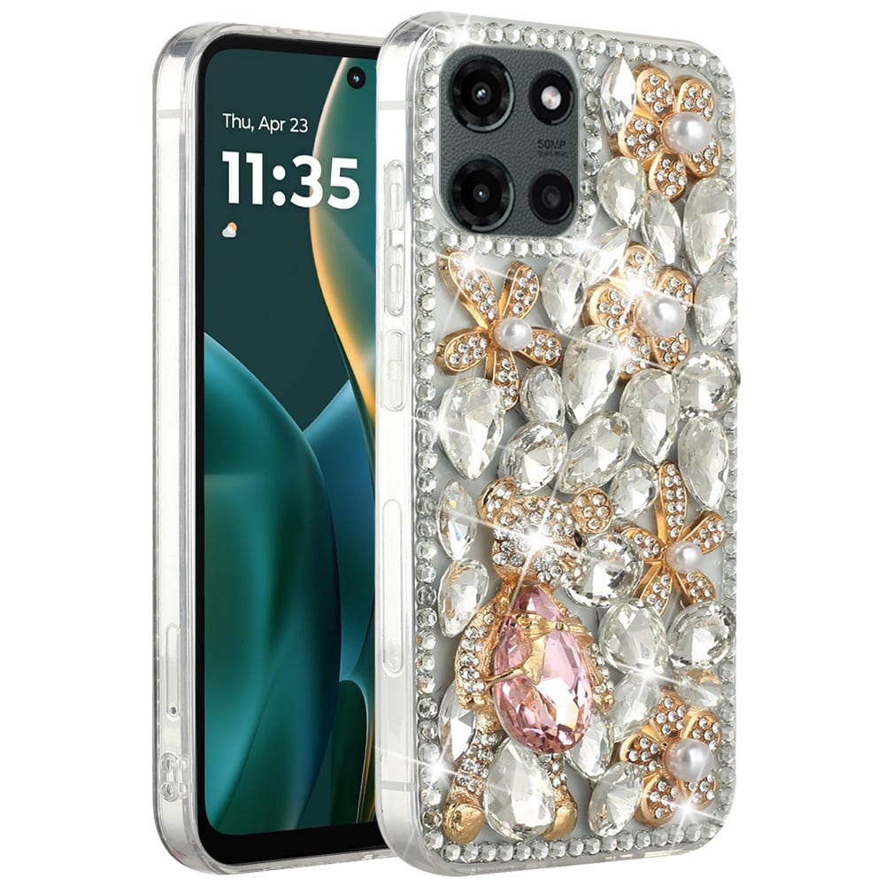 For Motorola Moto G Stylus 5G 2026 /2025 Bling Crystal 3D Full Diamonds Luxury Sparkle Rhinestone Hybrid Protective Case Cover Crystal Exquisite Garden