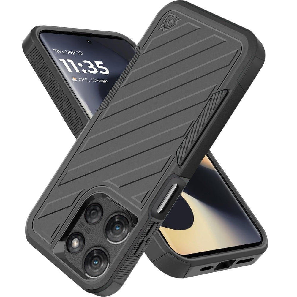 For Motorola Edge 2025 Hybrid lined shockproof dual layer Rugged 2in1 Hard PC & Silicone TPU Non Slip Textured Tough Armor Case Cover