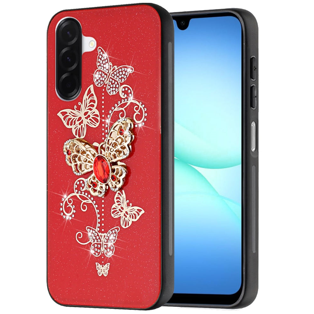 For Samsung Galaxy S25 Fan Edition /Galaxy S25 FE Diamonds 3D Fashion Bling Sparkly Glitter Ornaments Engraving Hybrid with Ring Stand Case Cover