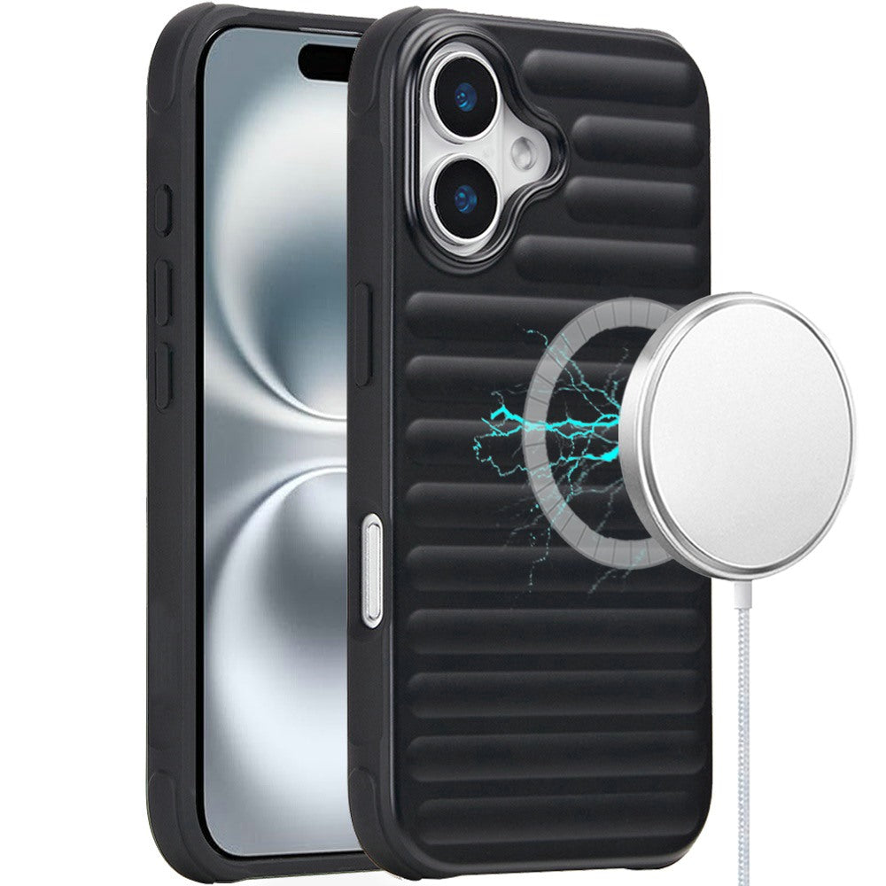 For Apple iPhone 16 Plus (6.7") Pattern Design Magnetic Chrome Hybrid Compatible with Magsafe Dual Layer Shockproof TPU Hard PC Back Case Cover