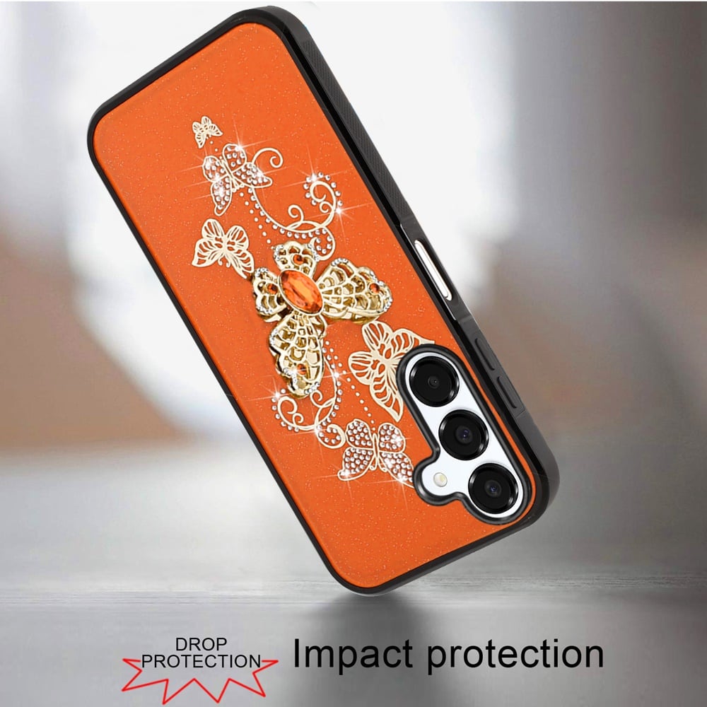 For Samsung Galaxy A16 5G Diamonds 3D Fashion Bling Sparkly Glitter Ornaments Engraving Hybrid with Ring Stand Case Cover