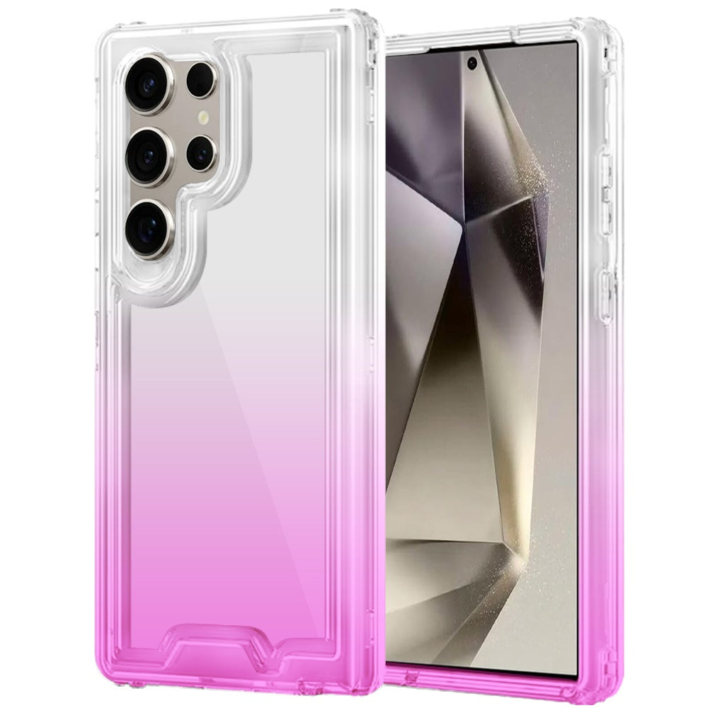 For Samsung Galaxy S25 Ultra Hybrid 3-in-1 Clear Case - Two-Tone Transparent Shockproof TPU + Hard Protective Frame Case Cover