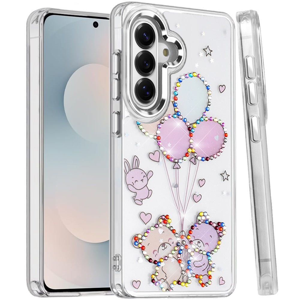 For Samsung Galaxy S25 FE /S25 Fan Edition Butterfly Resin Epoxy Diamond Design Metal Edged Hybrid Shockproof Heavy Duty Drop Protection Case Cover