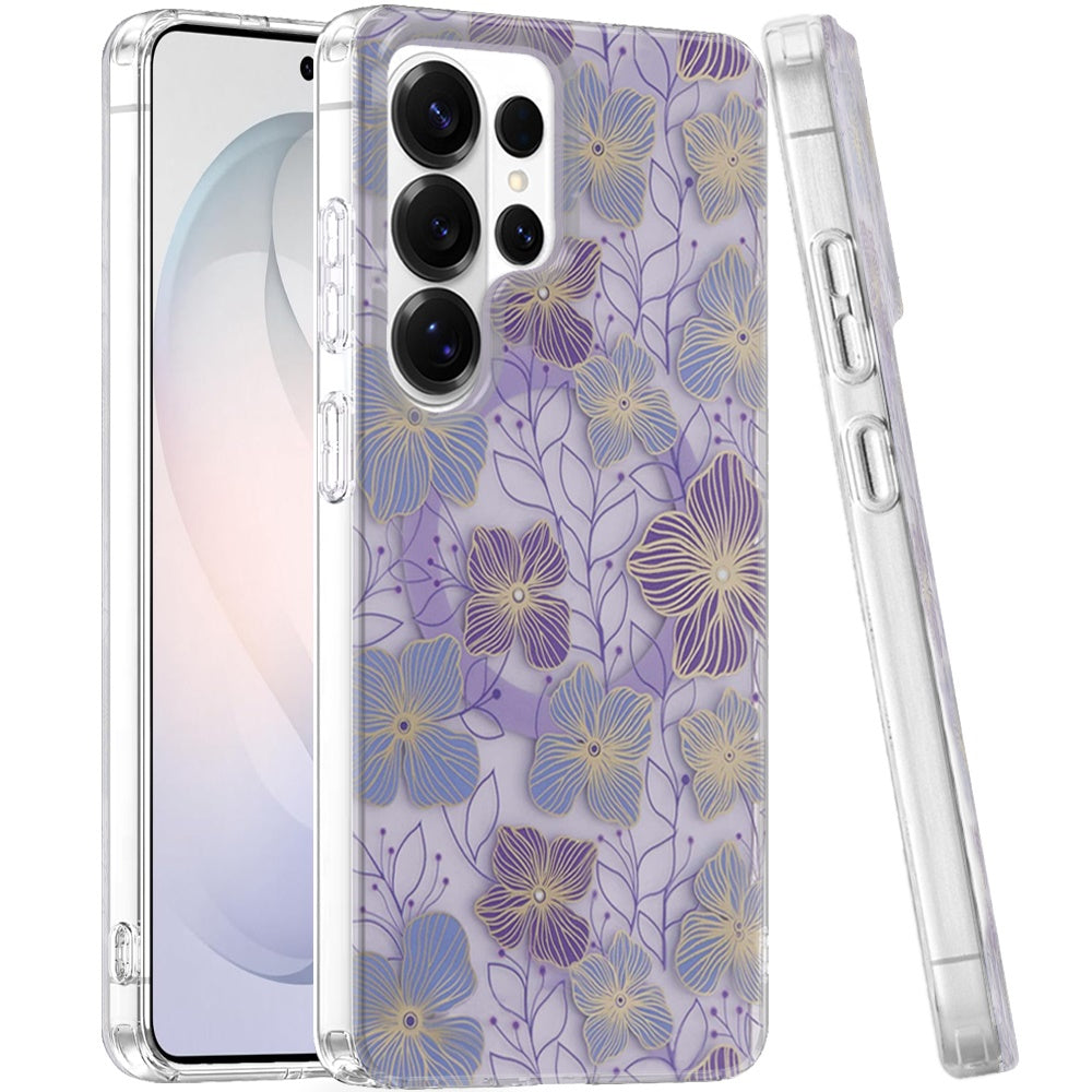Phone Case for Samsung Galaxy S26 Ultra Shockproof Dual Layer TPU IMD Print Rugged Anti-Slip Grip Drop Protection Scratch Resistant Slim Fit Glossy Floral Heart Aesthetic Cover