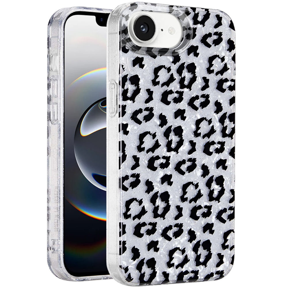 For Apple iPhone 17E /16E Glitter Leopard, Fashion Design Animal Skin Print Slim IMD TPU Dual Layer Shockproof Protective Case Cover