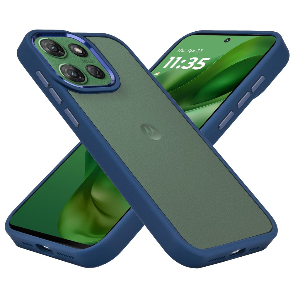 For Motorola Moto G 5G 2025 Slim Fit Hybrid Transparent Thick Acrylic with Metal Buttons Frame Protective Hard PC + TPU Shockproof Case Cover