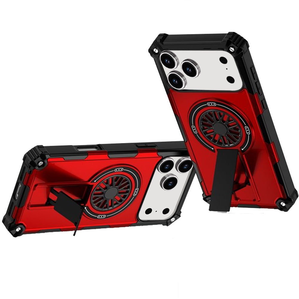 For Apple iPhone 17 Texture Design Invisible Kickstand Case, MagSafe Compatible Hybrid Shockproof Cover, Car Mount Friendly Case Cover