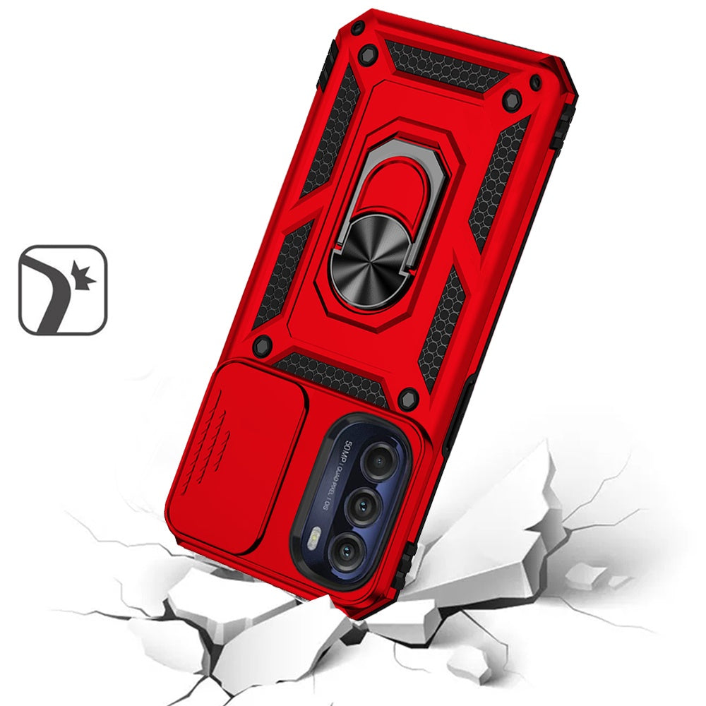 For Samsung Galaxy S20 Ultra Hybrid Ring Shockproof with 360° Rotate Ring Kickstand, Camera Lens Protection, Soft Edge Bumper Case Cover Red