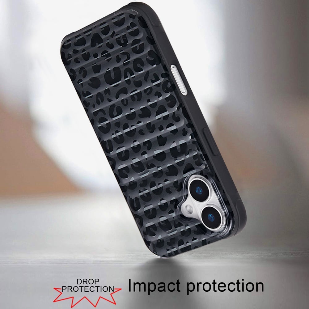 For Apple iPhone 16 Plus Chrome Leopard Magnetic Hybrid Shockproof Protection Rose Gold Design Anti Scratch Secure Grip Stylish Durable Finish Case Cover Solid Black