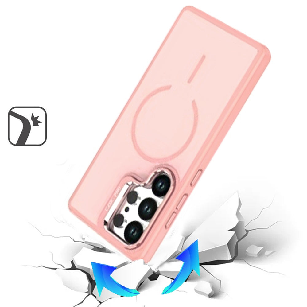 For Samsung Galaxy S26 Ultra MagSafe Compatible Matte Metallic Stand Hybrid Drop Protection Kickstand Case Cover