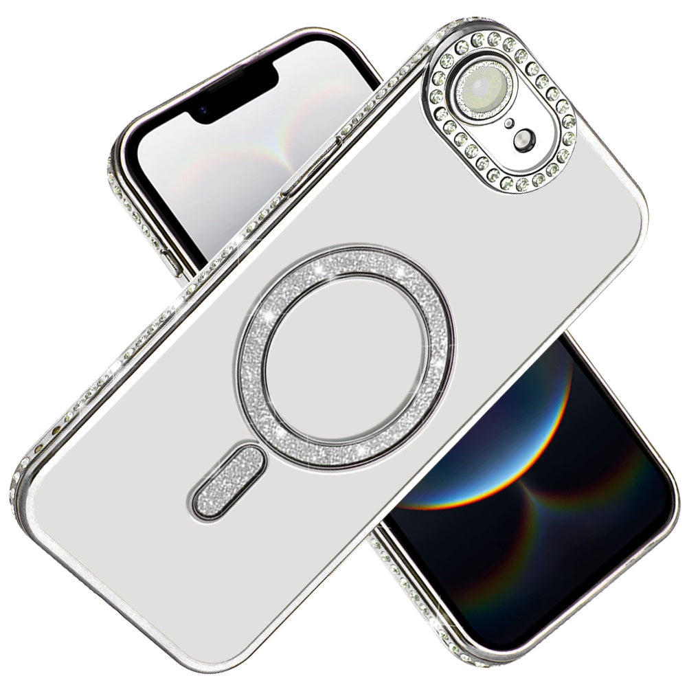 For Apple iPhone 17E /16E Glitter Magnetic Circle Diamond Thick TPU Hybrid Shockproof Secure Grip Compatible with Magsafe Case Cover