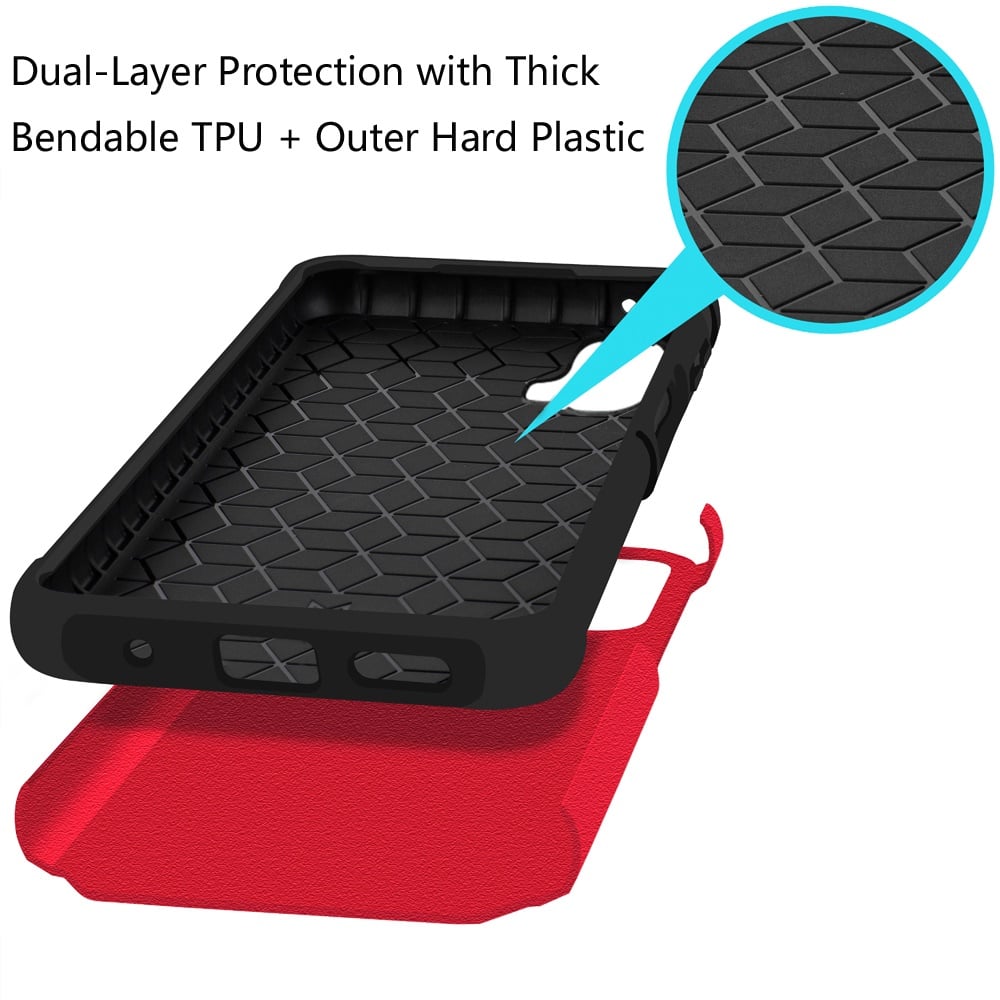For Motorola Moto G 5G 2024 Premium Slim Tough 2in1 Hybrid Case Dual-Layer PC TPU Rubber Armor with Shockproof Protection Case Cover Red