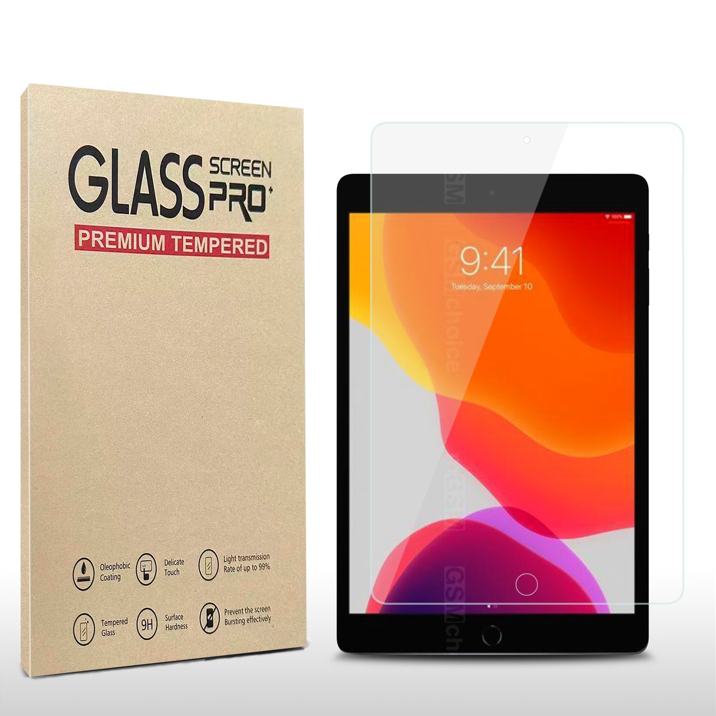 For Apple New iPad 9.7 inch Tempered Glass Screen Protector 9H Hardness, Touchpad Compatible, Case Friendly, Bubble Free, AB Glue, Ultra HD Protector Clear
