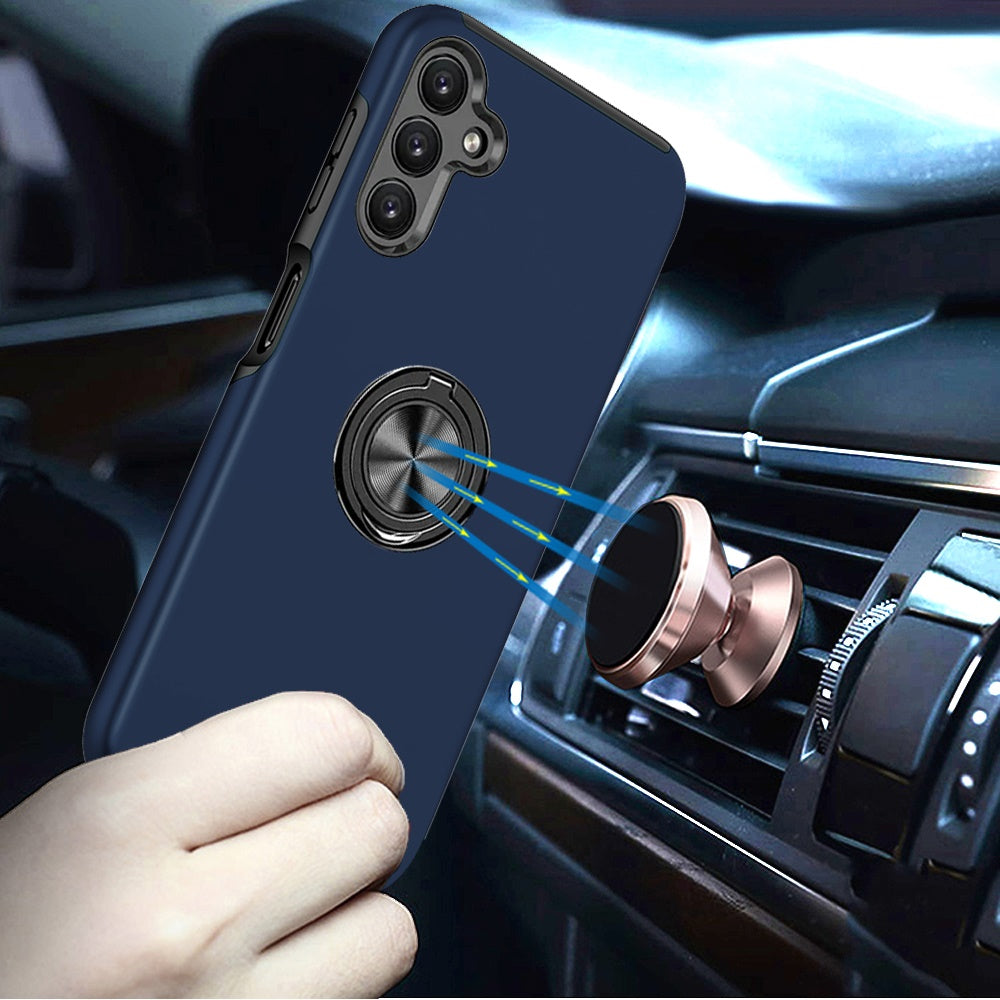 For Samsung Galaxy S25 FE /S25 Fan Edition Hybrid 360 Degree Rotatable Metal Invisible Ring Stand Holder Slim Fit Magnetic Car Mount Shockproof Case Cover Black