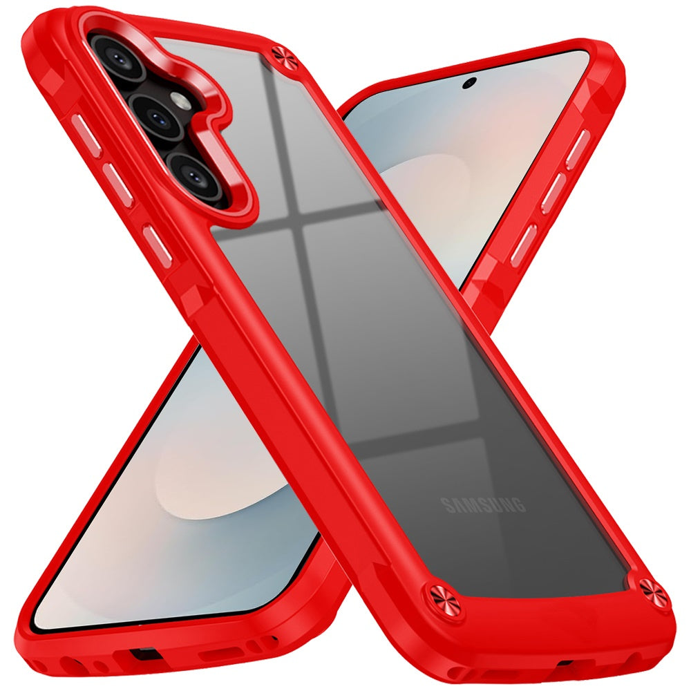 For Samsung Galaxy S25 Fan Edition /Galaxy S25 FE Hybrid Transparent Rubber with Metal Buttons & Camera Edges Hard TPU Corner Frame Bumper Case Cover