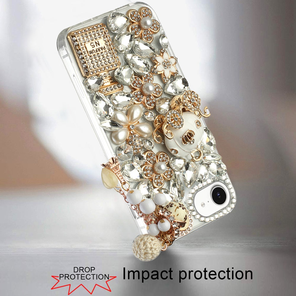 For Apple iPhone 17E /16E Bling Crystal 3D Full Diamonds Luxury Sparkle Rhinestone Hybrid Case Cover