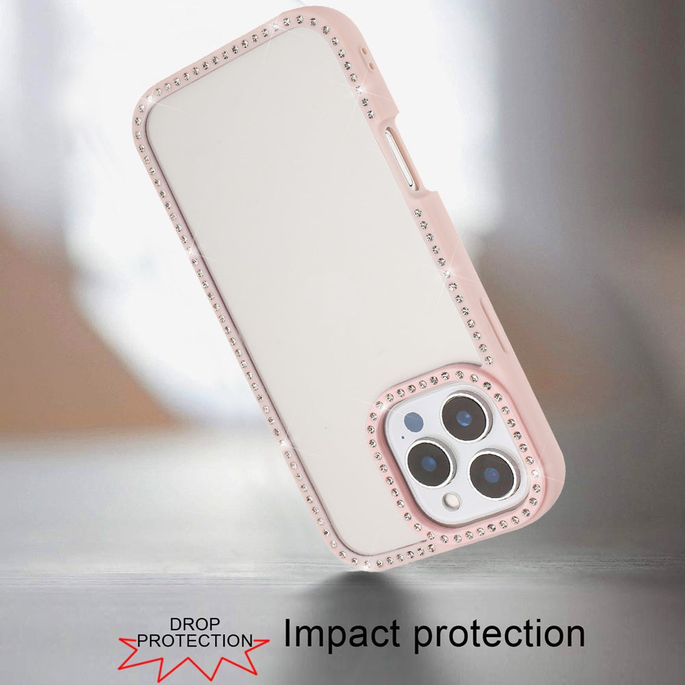 For Samsung Galaxy A36 Diamond Full Rhinestone Clear Hybrid Protective, Sparkly Bling Transparent Shockproof Bumper All Around Case Cover Light Pink