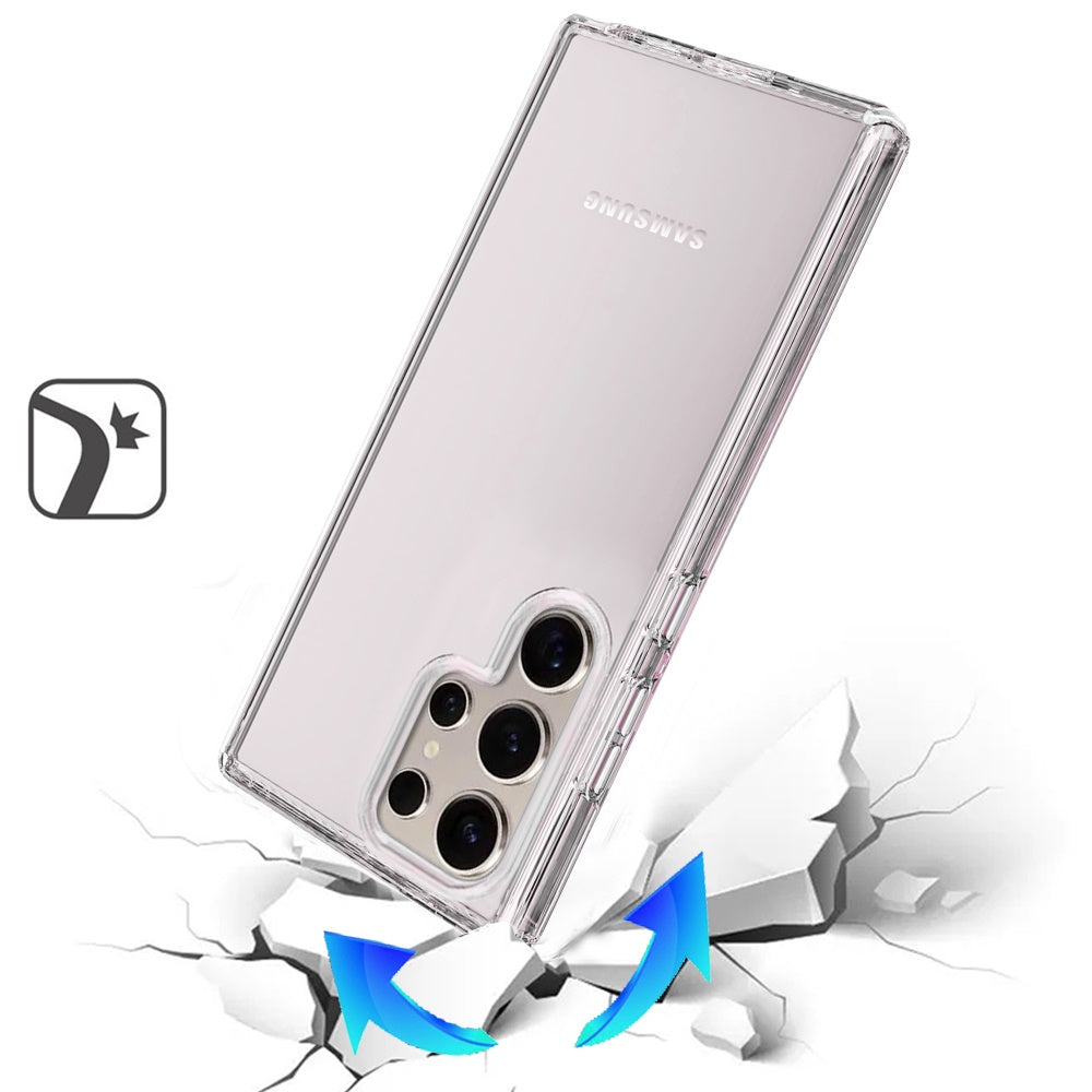 For Samsung Galaxy S21 Ultra Transparent Shock Absorption PC + TPU Rubber Gel Thick 3mm Hybrid Silicone Slim Fit Back Case Cover Clear