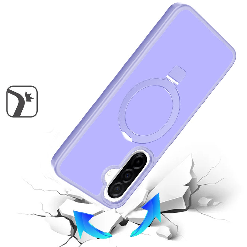 For Samsung Galaxy A17 5G Magnetic Circle Back with Ring Stand Full Rotation Matte Hybrid Shockproof Case Cover
