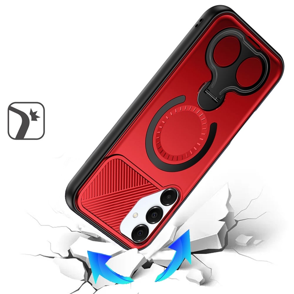 For Samsung Galaxy A16 5G Hybrid with Invisible 2 Hole Ring Stand Magnetic back Car Mount Friendly Protector Case Cover