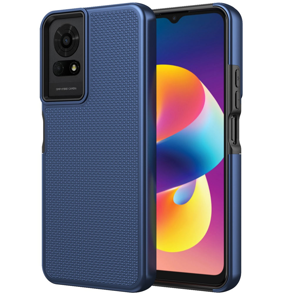 For TCL 50 LE Dual Layer Heavy-Duty Hybrid Rugged Case Rugged Texturized TPU & PC Shockproof Silicone Military Grade Case Cover Blue