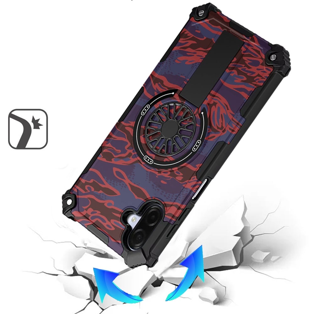 For Samsung Galaxy A07 Magnetic Invisible Kickstand Holder with CD Texture Design, Shockproof Hybrid Military Grade Heavy Duty Case Cover