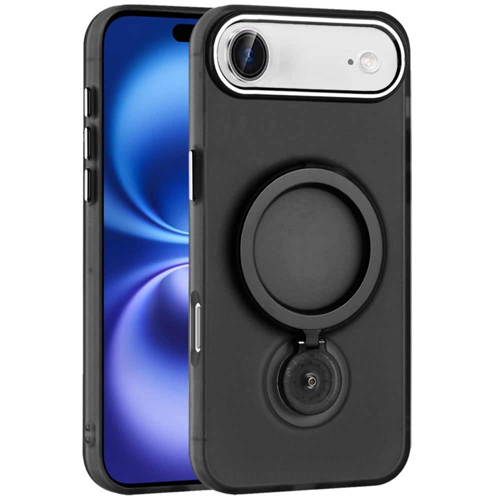 For Apple iPhone 17 Pro (6.3") MagSafe Compatible with 360° Ring Stand, Magnetic Kickstand, Slim Hybrid Protective Case Cover Black