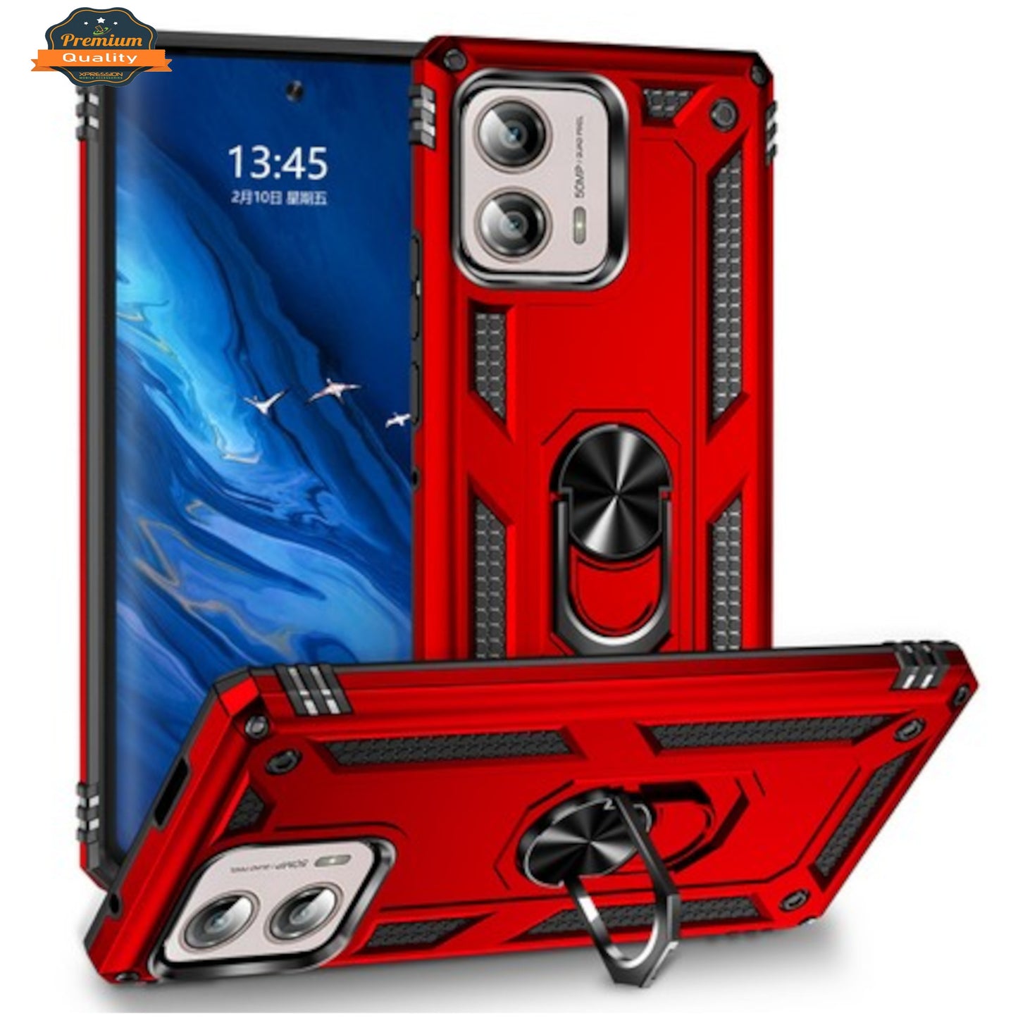 For Motorola Moto G Power 5G 2025 Shockproof Hybrid Dual Layer PC + TPU with Metal Ring Kickstand Heavy Duty Armor Shell Case Cover