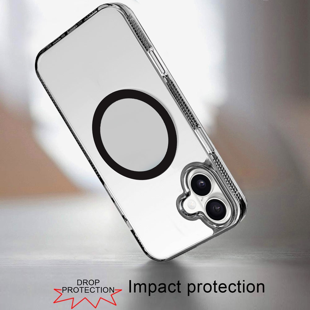 For Apple iPhone 17 Air (6.6") MagSafe Compatible Integrated Technology Clean Transparent Hybrid Armor TPU Frame Case Cover Black