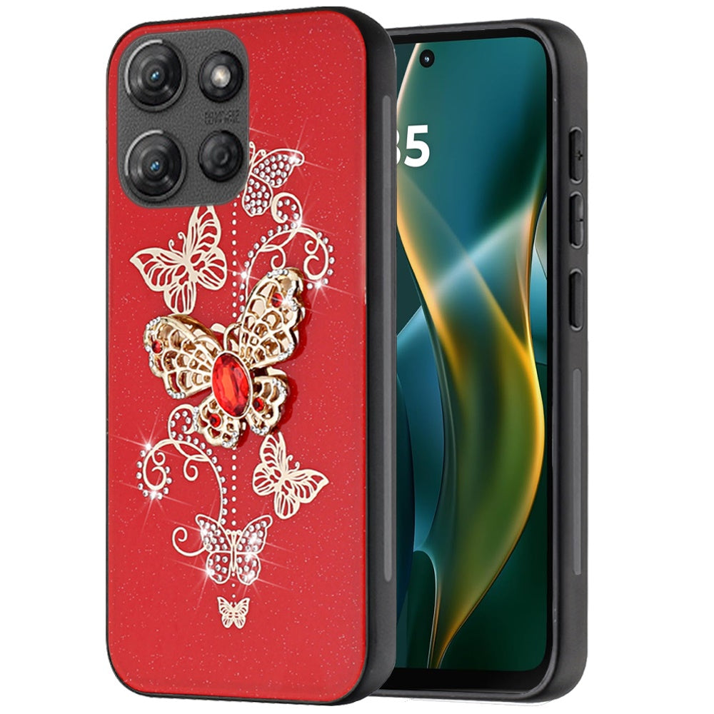 For Motorola Moto G Stylus 5G 2025 Diamonds 3D Fashion Bling Sparkly Glitter Ornaments Engraving Hybrid with Ring Stand Case Cover