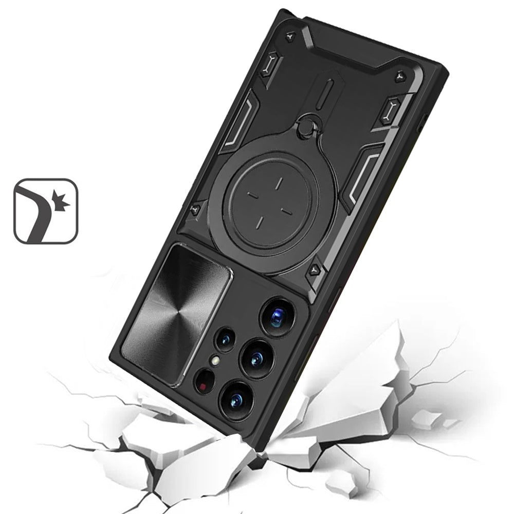 For Apple iPhone 17 Pro Hybrid Magnetic 360° Ring Kickstand, MagSafe Compatible, Durable Full Camera Lens Protection Case Cover Black