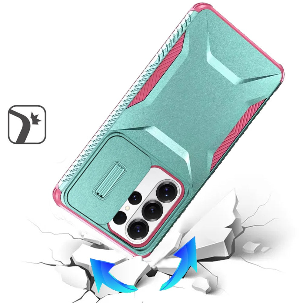 For Samsung Galaxy S26 Ultra Slim Fit Shockproof Hybrid with Slide Camera Window Covering, Rugged Tpu Silicone Hard PC Bumper Case Cover