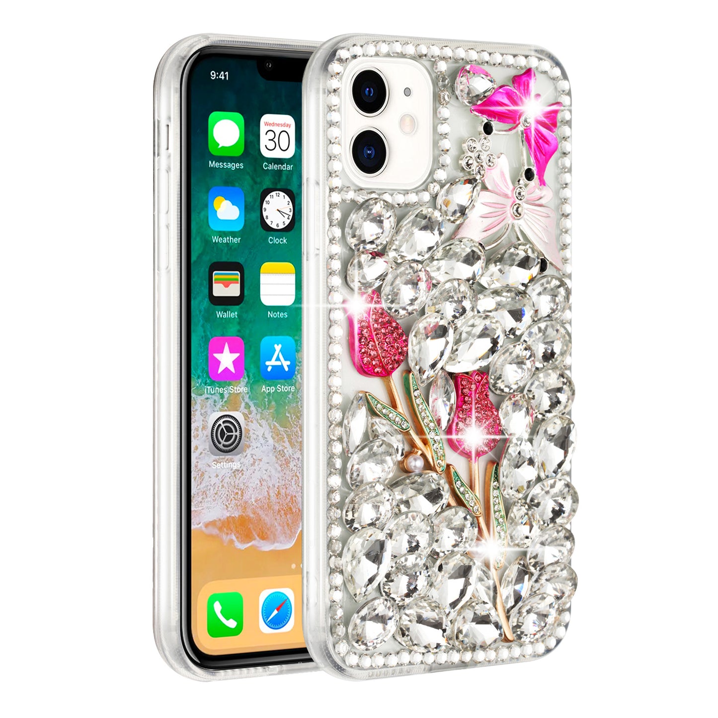 For Motorola Razr 2025 /2024 Bling Crystal 3D Full Diamonds Luxury Sparkle Rhinestone Hybrid Case Cover Crystal Exquisite Garden Flower